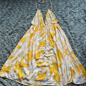 Yellow Floral Halter Dress